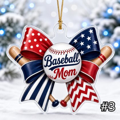 Personalized Baseball Mom Dad Acrylic Ornament – Custom Name Sports Family Gift - Image 3