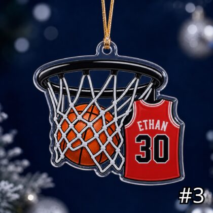 Personalized Basketball Player Acrylic Ornament – Custom Name Number Jersey Sports Gift for Kids - Image 3