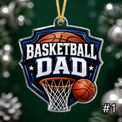 Personalized Basketball Mom Dad Acrylic Ornament – Custom Name Sports Family Gift