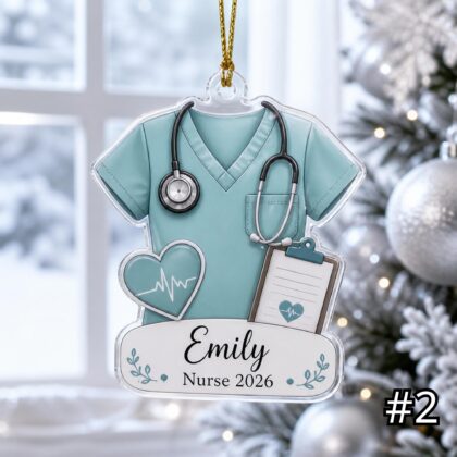 Alternative view of Personalized Nurse Ornament Acrylic Christmas Gift 2026
