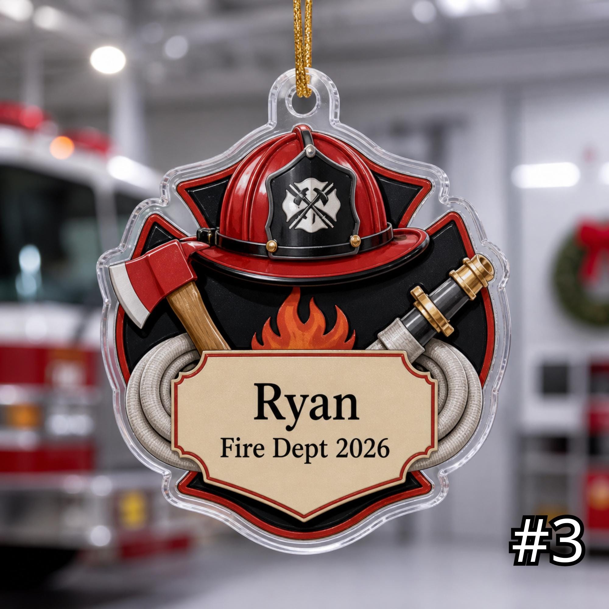 Personalized Firefighter Ornament Acrylic Christmas Gift 2026 - Image 3