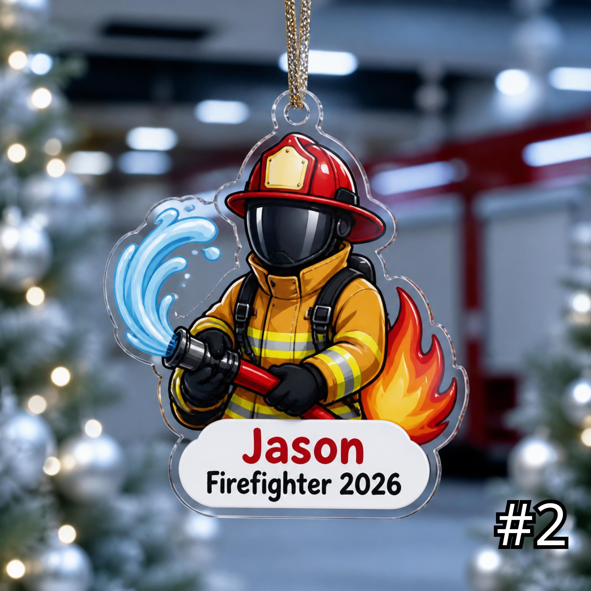 Personalized Firefighter Ornament Acrylic Christmas Gift 2026 - Image 2
