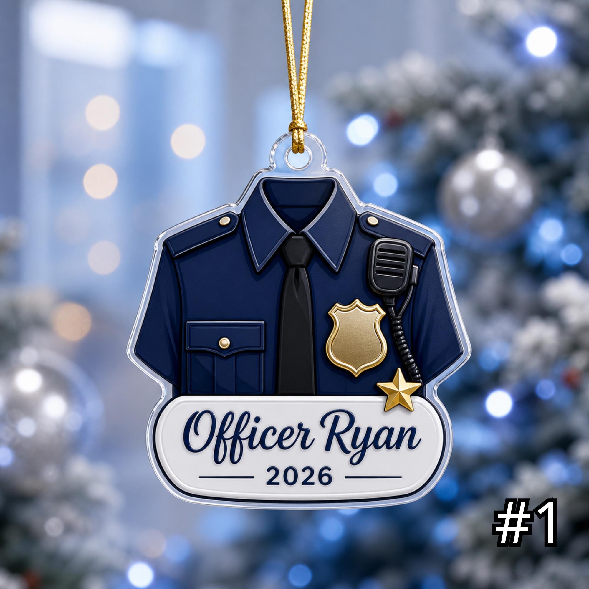 Personalized Police Officer Ornament Acrylic Christmas Gift 2026