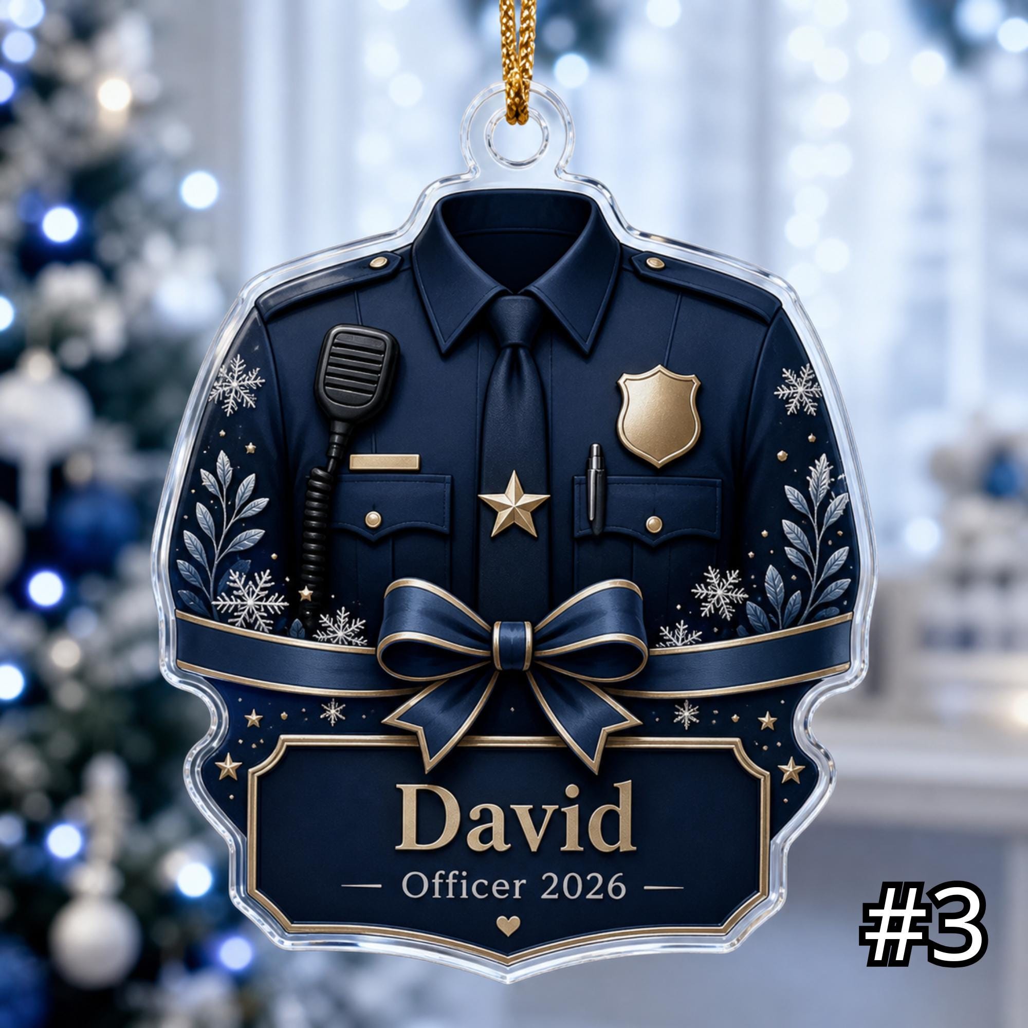 Personalized Police Officer Ornament Acrylic Christmas Gift 2026 - Image 3
