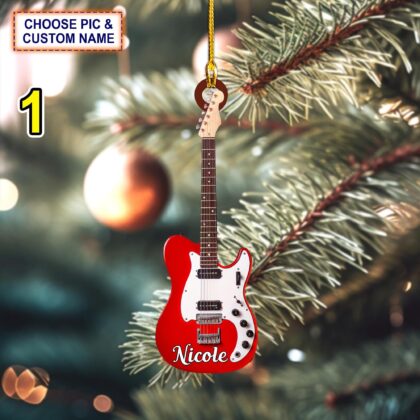 Custom Name Classic Guitar Christmas Ornament – Christmas Tree Hanging Decor