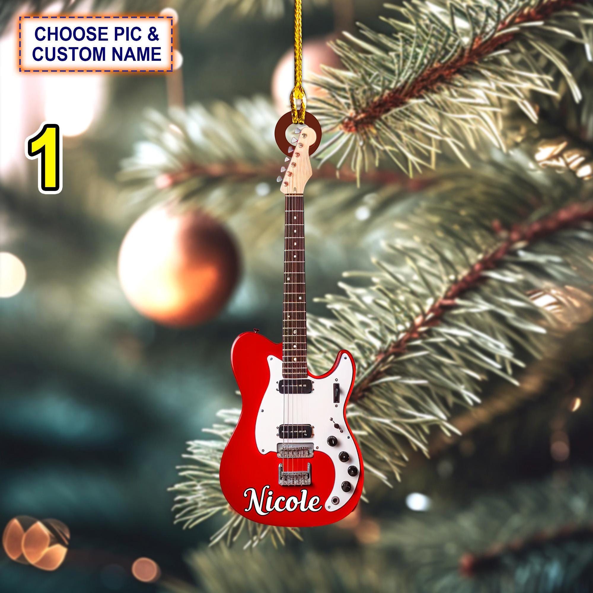 Custom Name Classic Guitar Christmas Ornament – Christmas Tree Hanging Decor