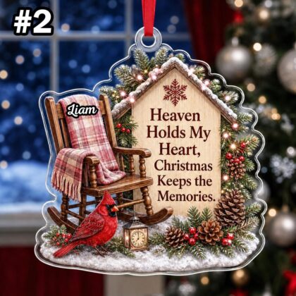 Custom Name Red Cardinal Chair Memorial Ornament – Xmas Tree Car Hanging Decor - Image 4
