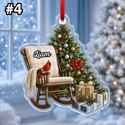Custom Name Red Cardinal Chair Ornament – Christmas Tree Car Hanging Decor - Image 6