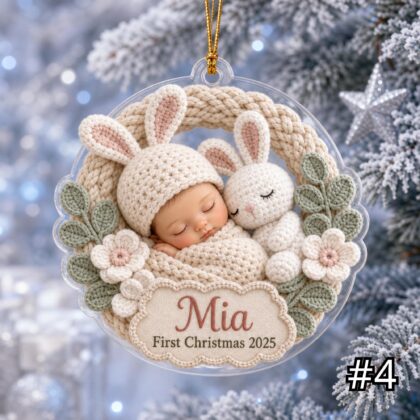 Personalized Sleeping Baby Ornament – Baby First Christmas 2026 - Image 4