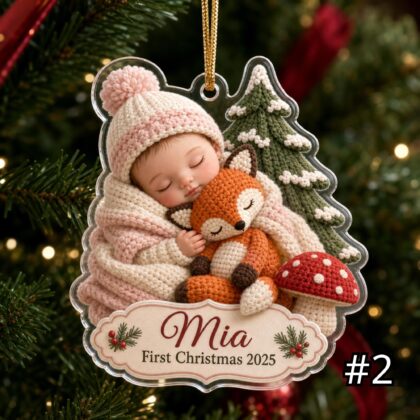 Personalized Sleeping Baby Ornament – Baby First Christmas 2026 - Image 2