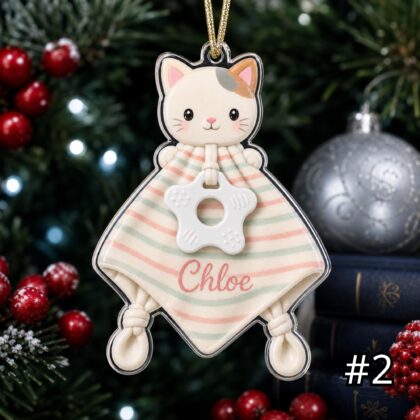 Alternative view of Personalized Farm and Pet Animal Lovey Ornament – Custom Name Embroidered Christmas Tree Decoration