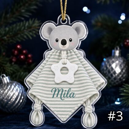 Personalized Wild Animal Lovey Ornament – Custom Name Embroidered Christmas Tree Decoration - Image 3