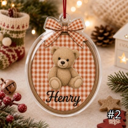 Personalized Baby Pet Acrylic Hoop Ornament – Custom Name Puppy Kitten Teddy Bunny Christmas Nursery Gift - Image 2