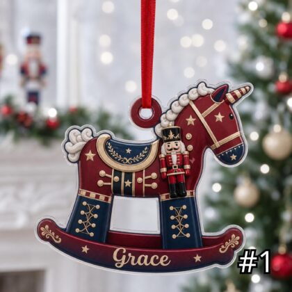Vintage Rocking Horse Ornament – Personalized Acrylic Christmas Keepsake