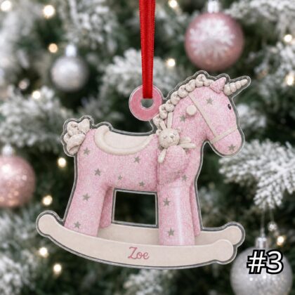 Personalized Baby Rocking Horse Ornament – First Christmas Acrylic Keepsake - Image 3