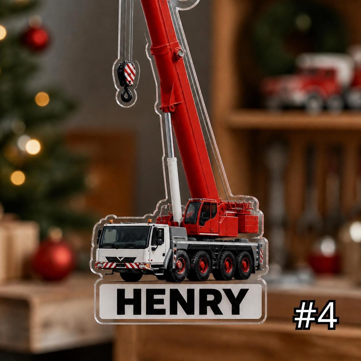 Personalized Crane Truck Ornament – Construction Vehicle Christmas Ornament - Image 4