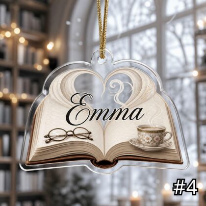 Personalized Book Lover Ornament Acrylic Christmas Gift - Image 4