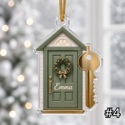 Personalized New Home Ornament Acrylic Christmas Gift – Custom Name House Key Ornament - Image 4