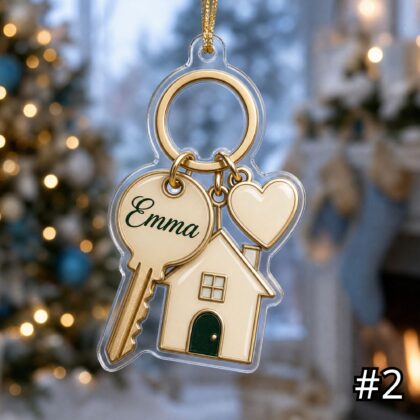 Alternative view of Personalized New Home Ornament Acrylic Christmas Gift – Custom Name House Key Ornament