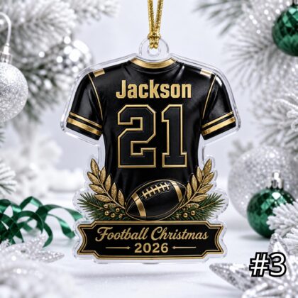 Personalized Football Player Acrylic Ornament – Custom Name Number Jersey Sports Gift for Kids - Image 3
