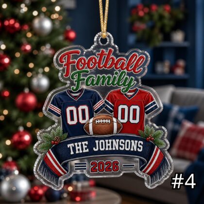 Personalized Football Mom Dad Acrylic Ornament – Custom Name Sports Family Gift - Image 4