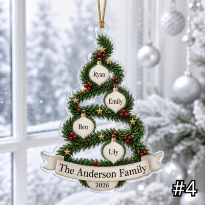 Personalized Family Christmas Tree Ornament Acrylic Gift - Image 4