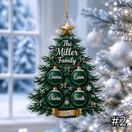 Alternative view of Personalized Family Christmas Tree Ornament Acrylic Gift