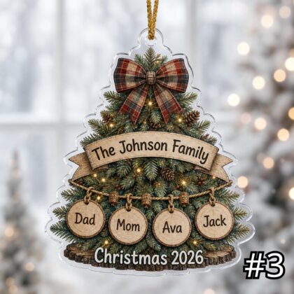 Personalized Family Christmas Tree Ornament Acrylic Gift - Image 3