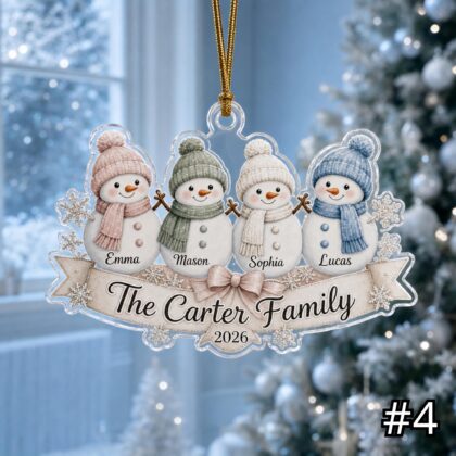 Personalized Family Snowman Ornament Acrylic Christmas Gift - Image 4