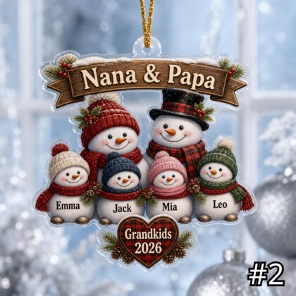 Alternative view of Personalized Family Snowman Ornament Acrylic Christmas Gift