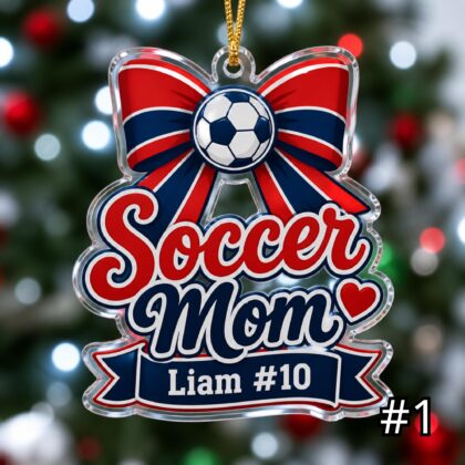 Personalized Soccer Mom Dad Acrylic Ornament – Custom Name Sports Family Gift