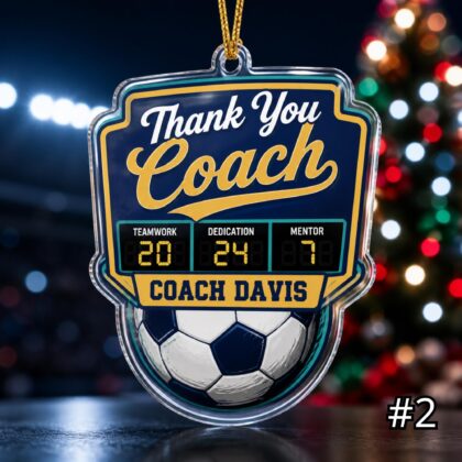 Alternative view of Personalized Soccer Coach Acrylic Ornament – Custom Name Best Coach Gift