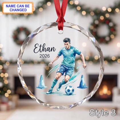 Personalized Soccer Player Glass Ornament – Custom Football Athlete Keepsake - Image 3