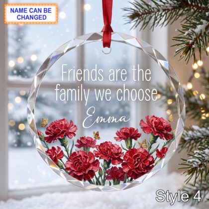 Personalized Friendship Glass Ornament – Friends Are the Family We Choose Gift - Image 4