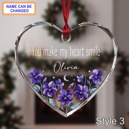 Personalized Friendship Glass Ornament – You Make My Heart Smile Gift - Image 3