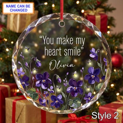 Alternative view of Personalized Friendship Glass Ornament – You Make My Heart Smile Gift