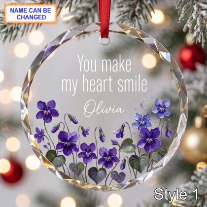 Personalized Friendship Glass Ornament – You Make My Heart Smile Gift