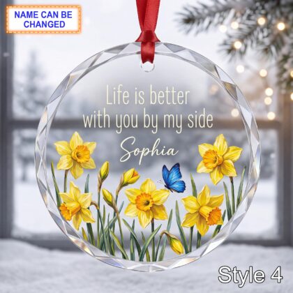 Personalized Friendship Glass Ornament – Life Is Better with You by My Side - Image 4