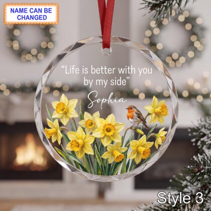 Personalized Friendship Glass Ornament – Life Is Better with You by My Side - Image 3