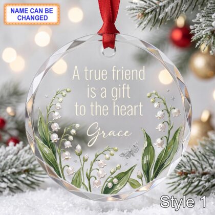 Personalized Friendship Glass Ornament – A True Friend Is a Gift to the Heart