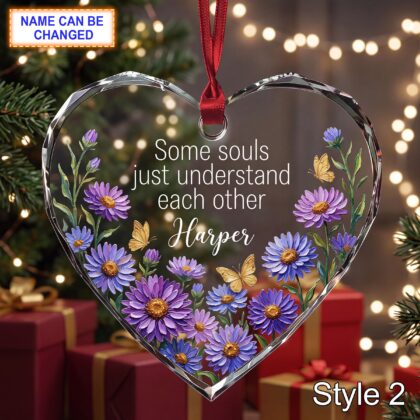 Alternative view of Personalized Friendship Glass Ornament – Some Souls Just Understand Each Other