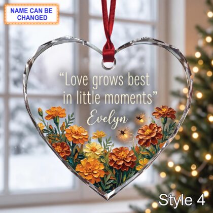 Personalized Love Glass Ornament – Love Grows Best in Little Moments Gift - Image 4