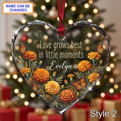 Alternative view of Personalized Love Glass Ornament – Love Grows Best in Little Moments Gift