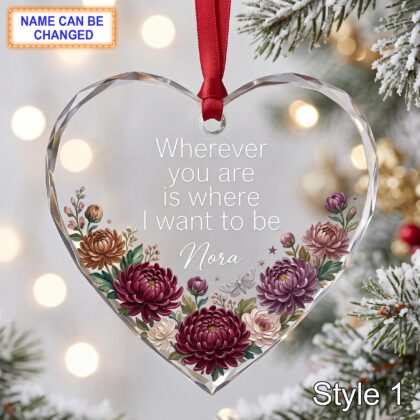 Personalized Love Glass Ornament – Wherever You Are Is Where I Want to Be