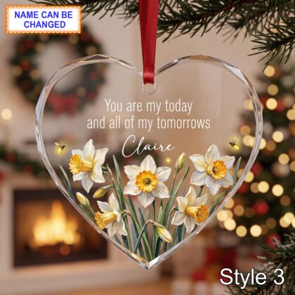Personalized Love Glass Ornament – You Are My Today and All of My Tomorrows - Image 3