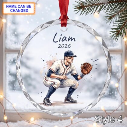 Personalized Baseball Player Glass Ornament – Custom Athlete Keepsake - Image 4