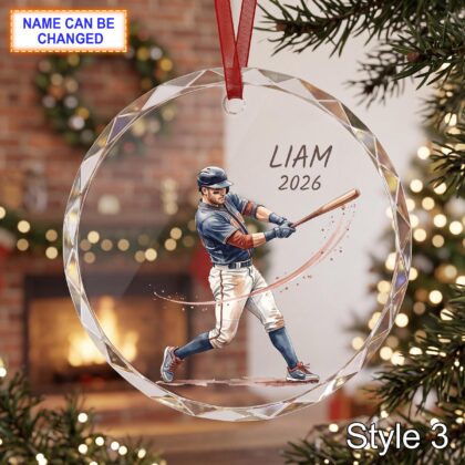 Personalized Baseball Player Glass Ornament – Custom Athlete Keepsake - Image 3