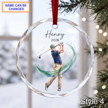 Personalized Golf Player Glass Ornament – Custom Golfer Keepsake - Image 4