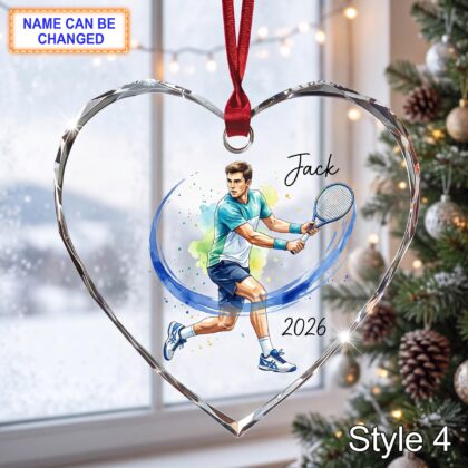 Personalized Tennis Player Glass Ornament – Custom Athlete Keepsake - Image 4