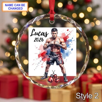 Personalized Boxer Glass Ornament – Custom Boxing Athlete Keepsake - Image 2